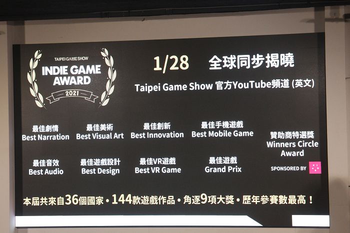 「Indie Game Award」將於1月28日頒獎。（圖／柯宗鑫攝）