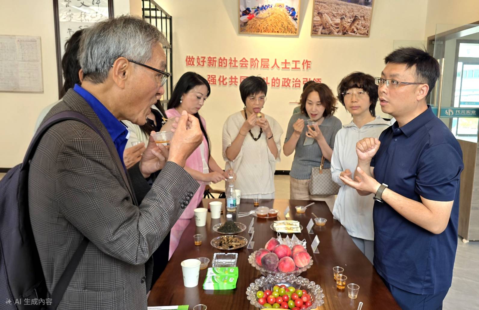 高健非常仔細的向新媒體訪問團解說各款藥材的特色(虞煥榮攝)。